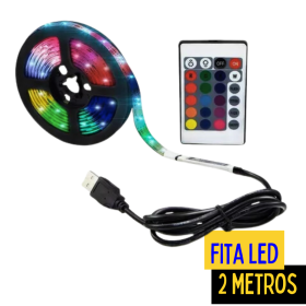 Fita Led 5050 RGB 2m 5v Usb Controle Remoto Decoração Para Sua Casa _ CS574