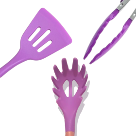 Kit de Silicone para Cozinha Espátula Pegadores 3 Peças _ CS519