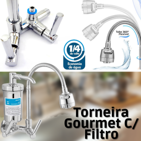 Torneira Gourmet Parede Cozinha Inox Filtro Integrado _ CS130