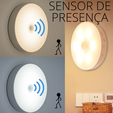 Luminária 8 Led Spot Sensor Presença Inteligente Quente ou Frio _ CS473