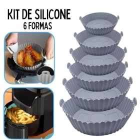 Kit 6 Formas de Silicone Antiaderente Para Airfryer, Forno, Microondas _ CS216