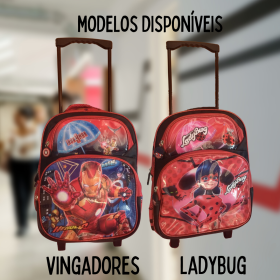 Kit Mochila com Rodinhas, Lancheira e Estojo com Puxador e Alça de Transporte _ IF34