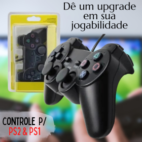 Controle Dualshock 2 - PS1 PS2 Slim Joystick Preto _ EL163