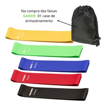 Kit 5 Faixa Elastica Treino Ginastica Pilates e Fisioterapia _ ES100