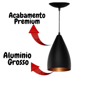 Pendente Luminária de Teto Vegas Bala Preto com Cobre para Sala Cozinha Luxo _ CS221