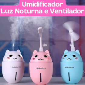 Umidificador De Ar Gato 3 Em 1 LED Ventilador Luminária USB _ CS459