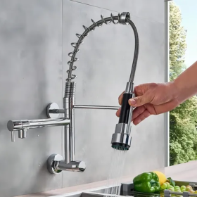 Torneira de Parede Gourmet Cromada – Cozinha para Água Fria, Cor Prateada _ CS173  