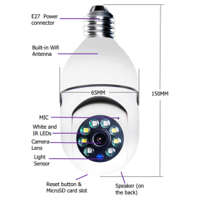 Camera de Espiã Visão Noturna Panorâmica Rotativa 360 Wifi _ CS100