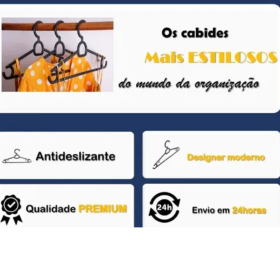 🧥 Kit 12 Cabides Antideslizantes para Organizar Roupas - CS329