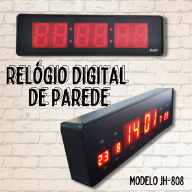 🕒 Relógio de Parede Digital Hora Mês Ano Alarme Temperatura JH-808 _ EL112