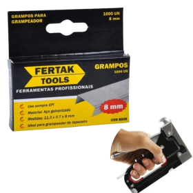 Grampo Para Grampeador Manual 8mm Total 1.000 Grampos Profissional _ FE117