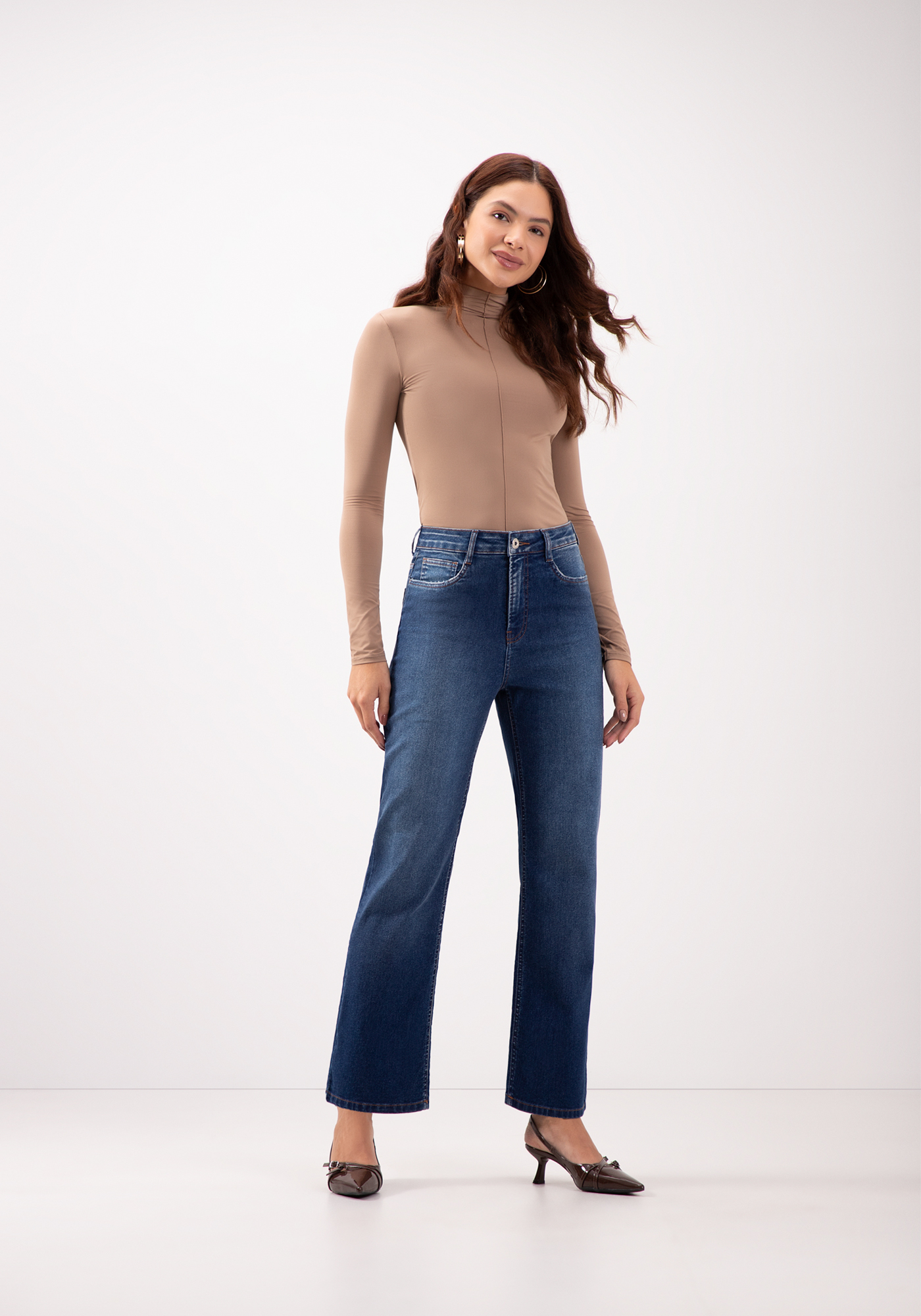 CALÇA RETA CROPPED CHAPA BARRIGA LUNENDER 0039J