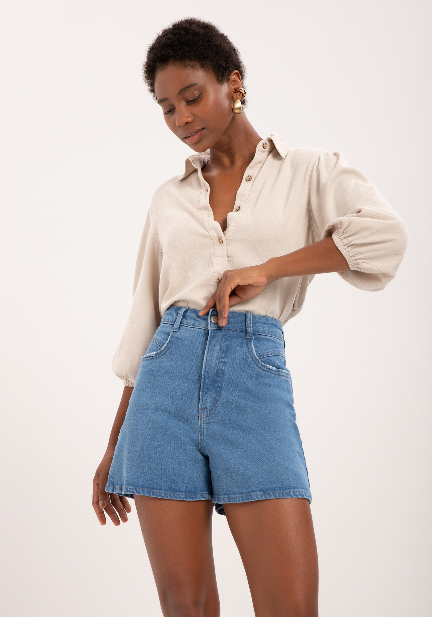 SHORT MOM JEANS CINTURA ALTA LUNENDER J0190