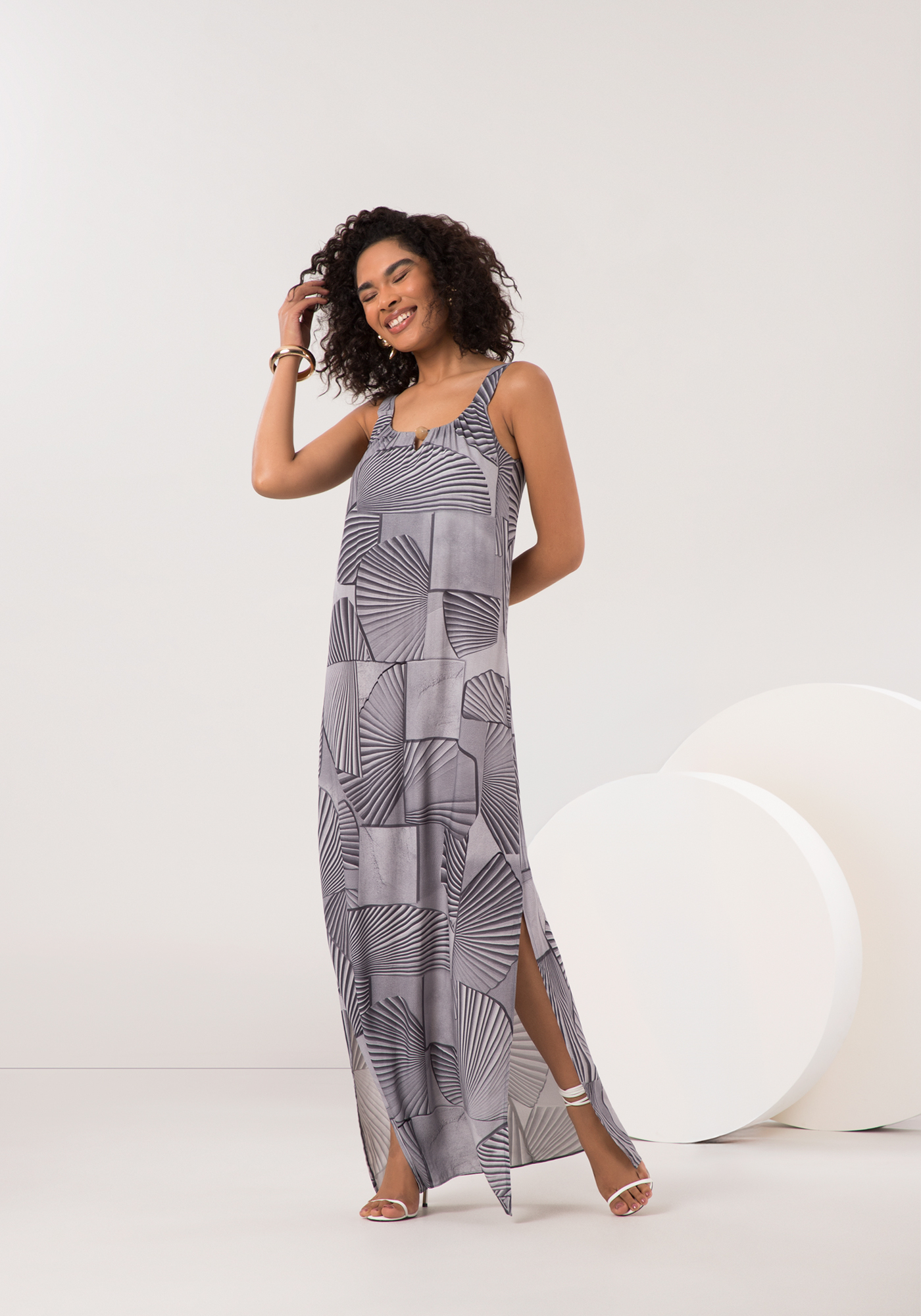 Vestido de alça longo em viscose lunender  C0164