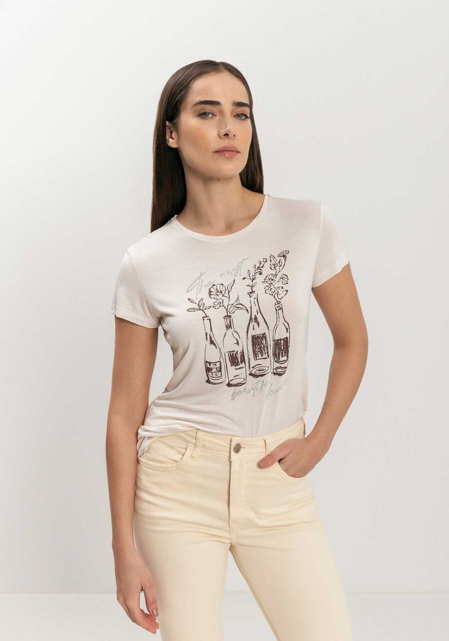 Blusa T-shirt Com Estampa Local Em Malha Modal 9142E