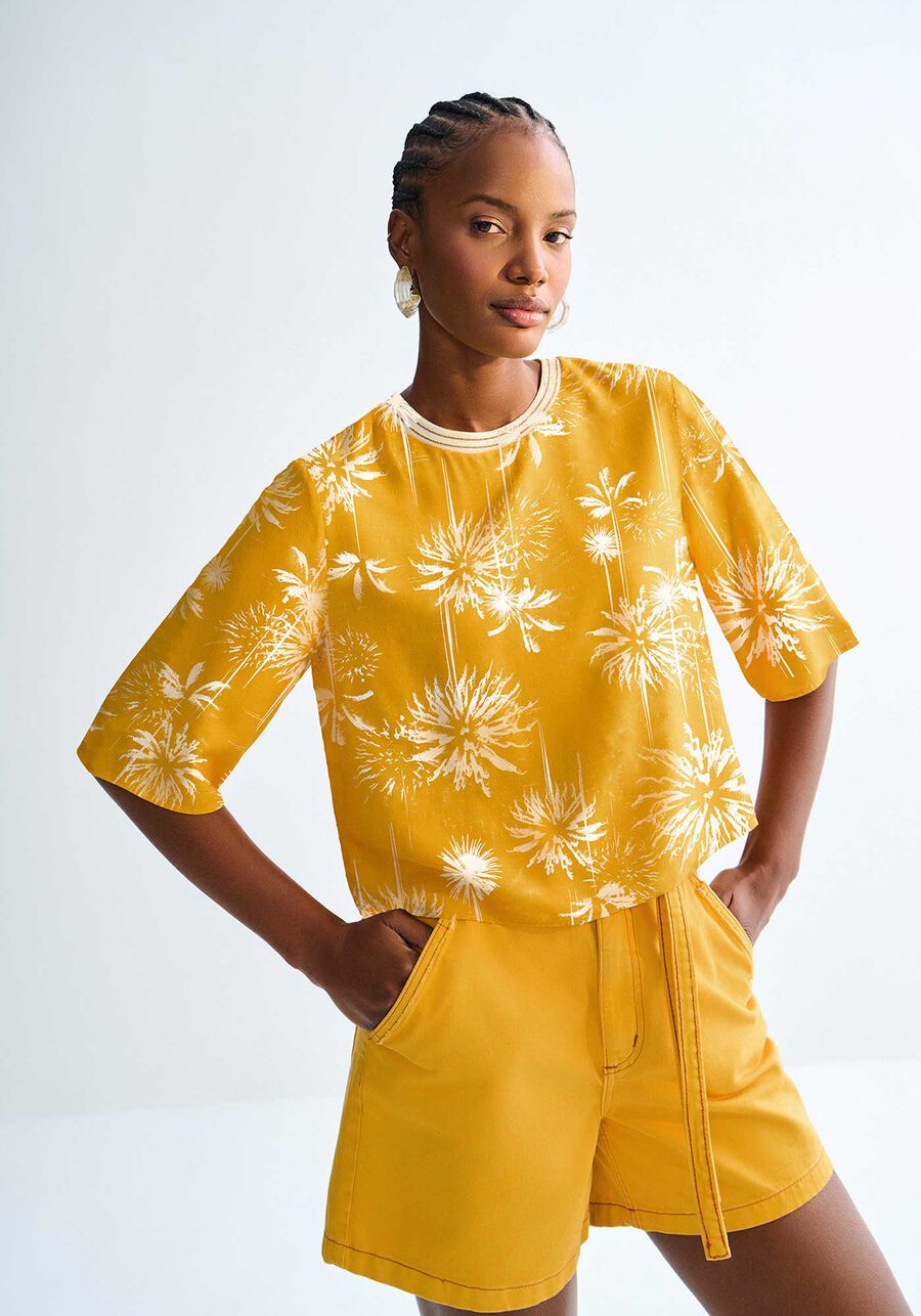 Blusa Estampada em Viscose com Lurex 3136E