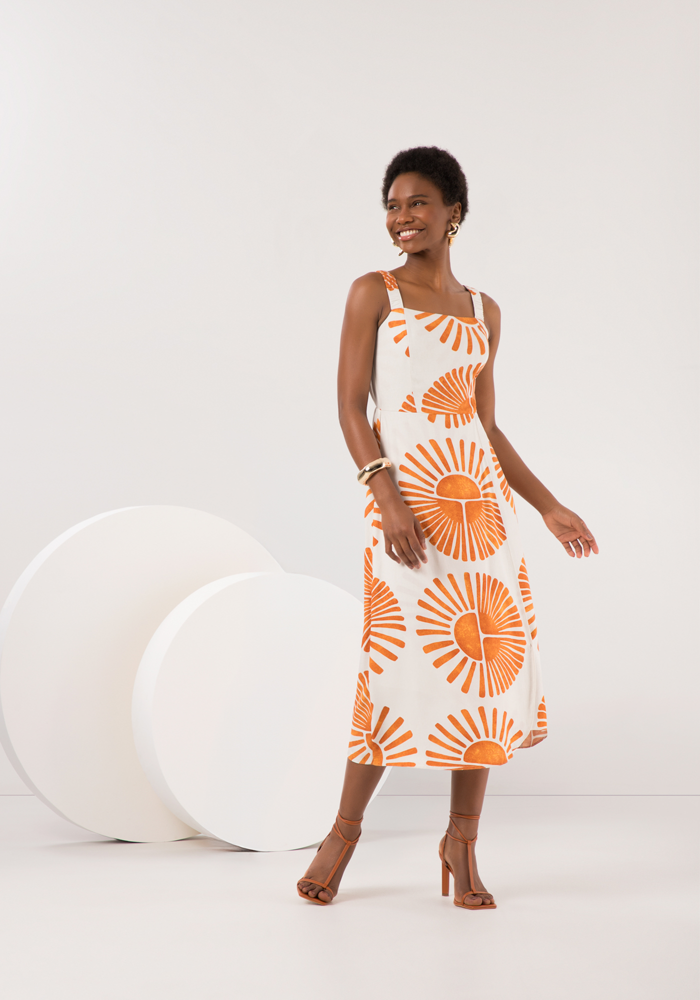 Vestido Midi em alça em Viscose C 0162