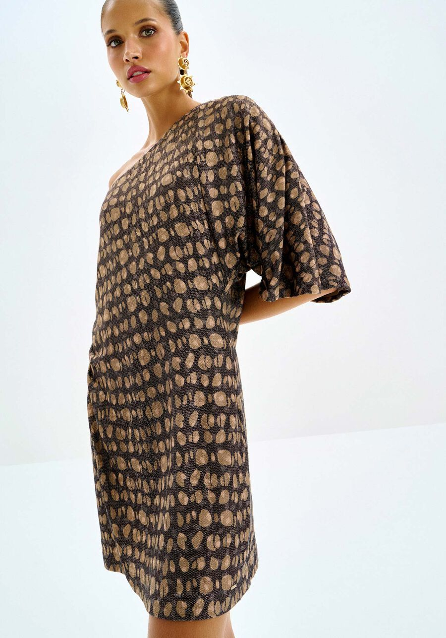 VESTIDO CURTO UM OMBRO COM BRILHO LEZ A LEZ 6939L