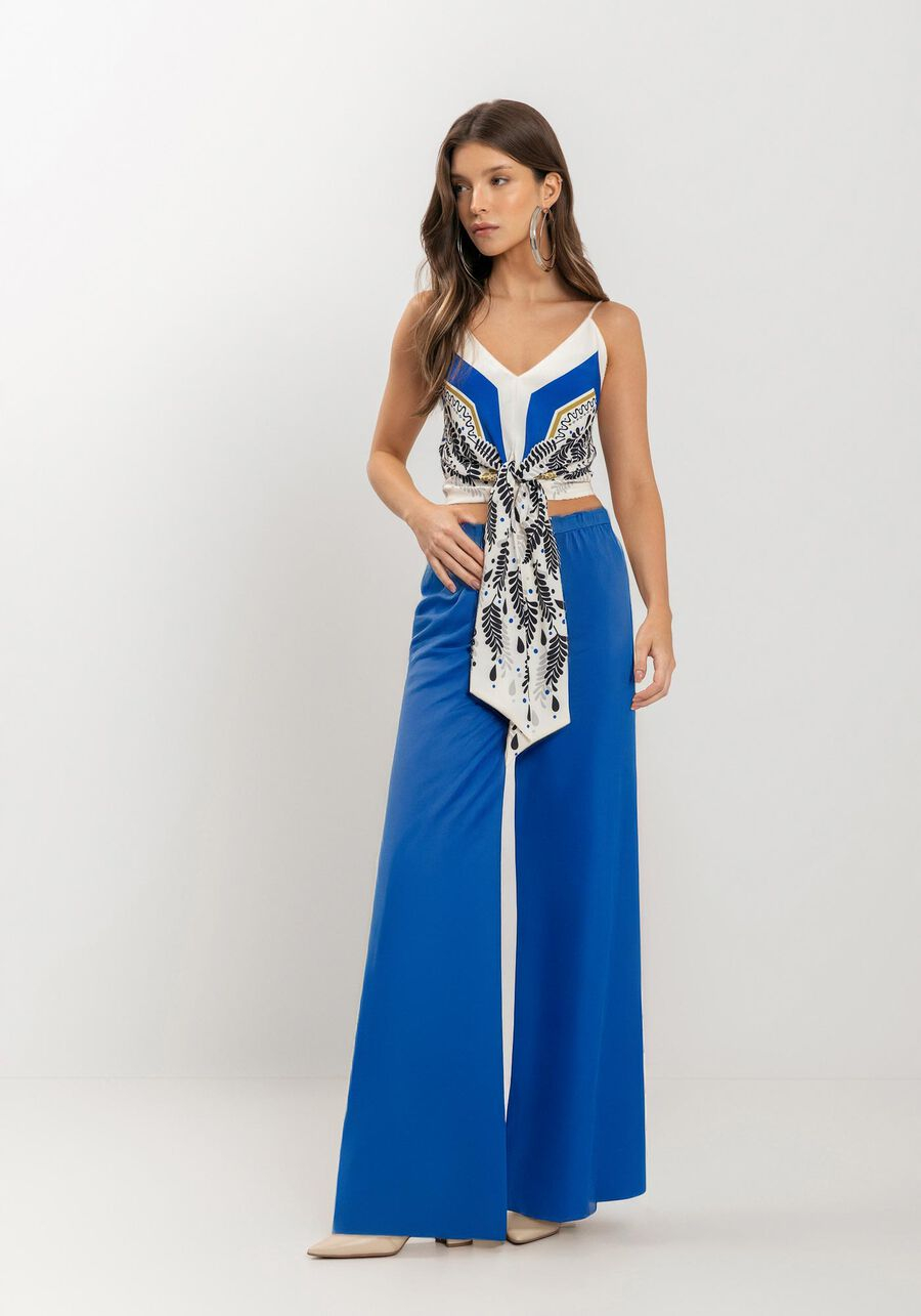 Calça Pantalona em Crepe elástico no cós Lez a Lez 9334E