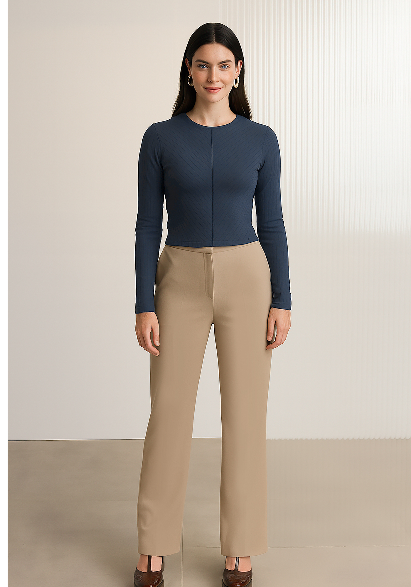 BLUSA CROPEED CANELADA ALONGADA MANGA LONGA LUNENDER 00085