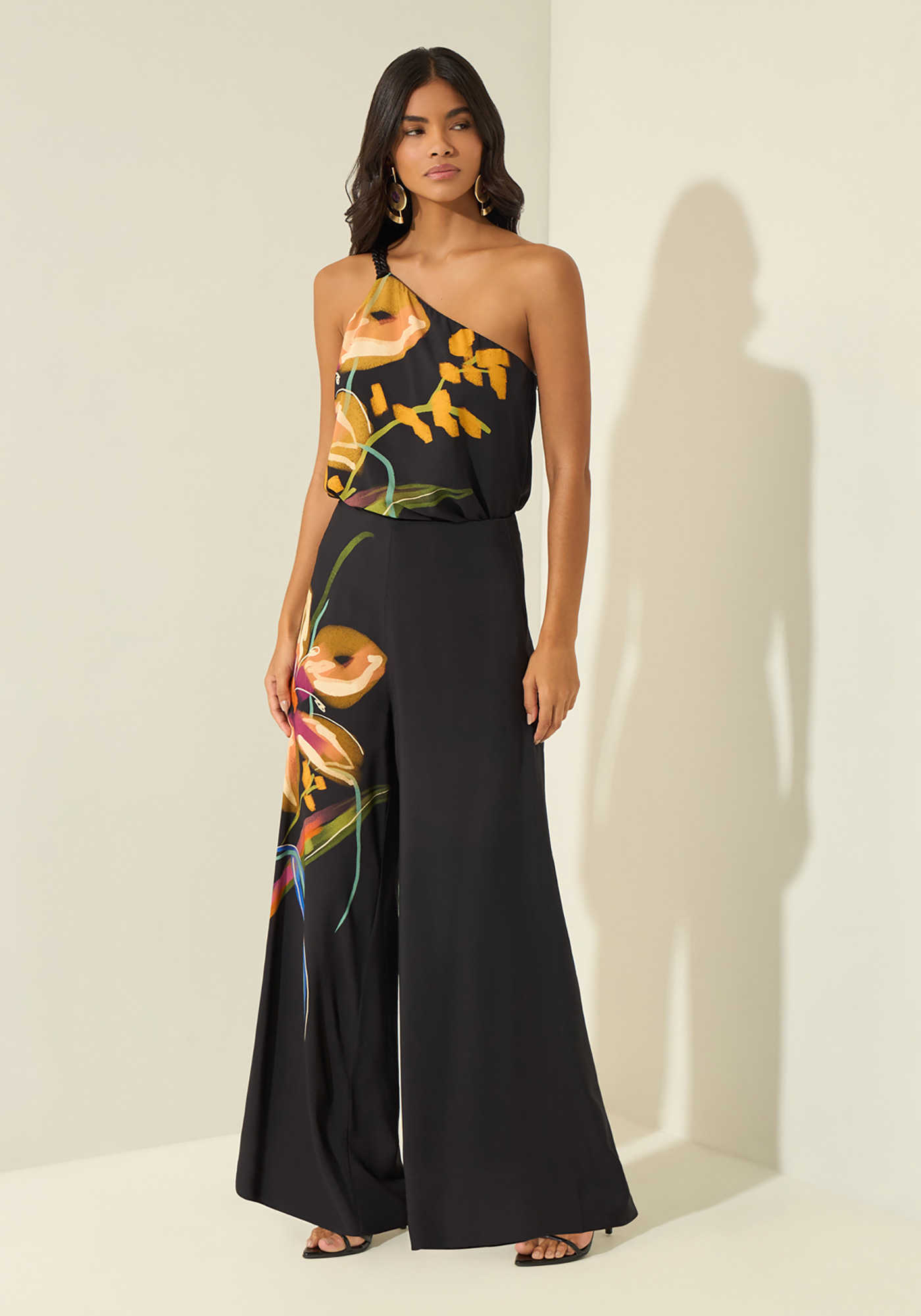 Calça Pantalona Estampada Com Cintura Alta Lez a Lez 3686E