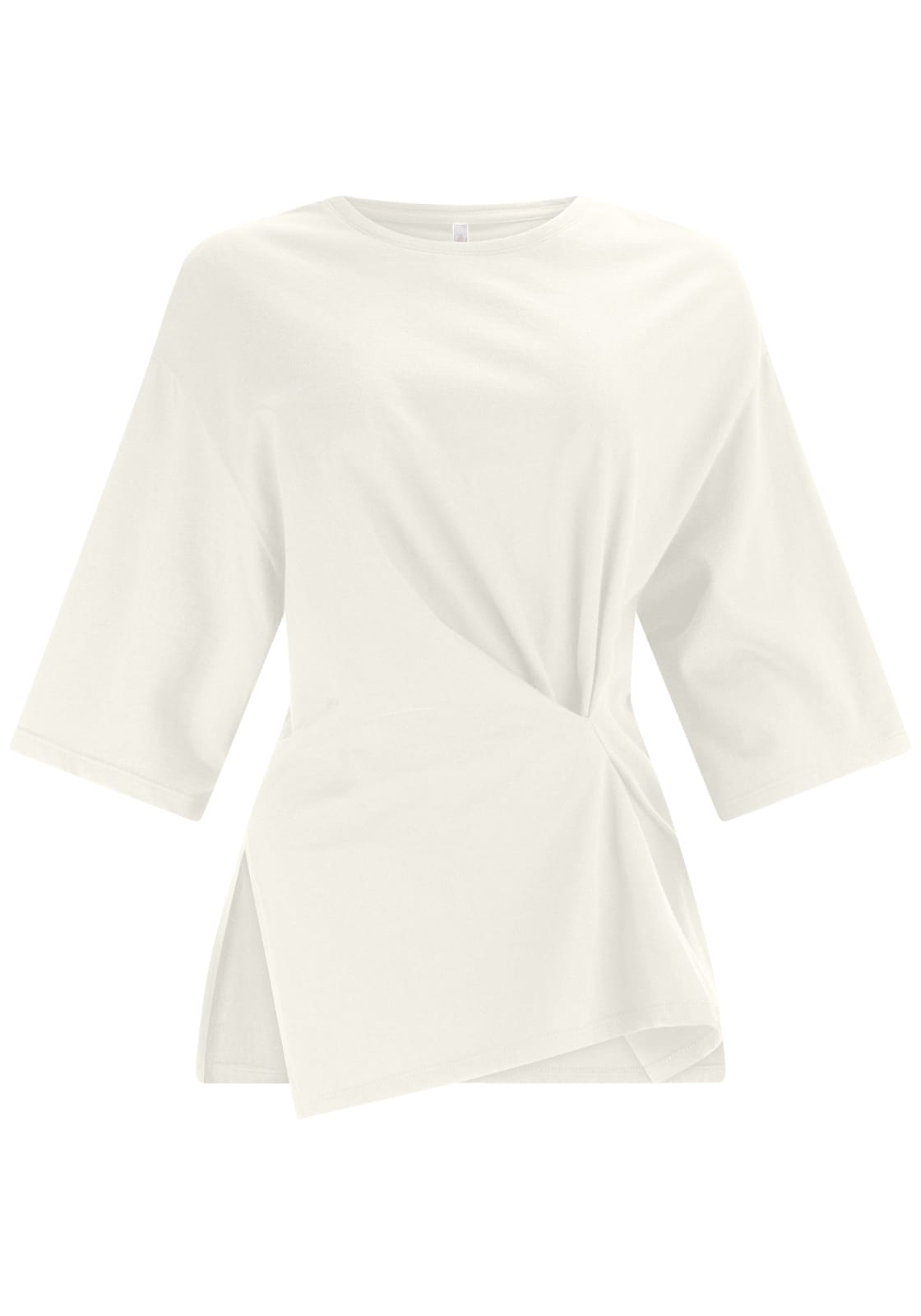 T-shirt Assimétrica em Malha Prime com Franzido 8739L