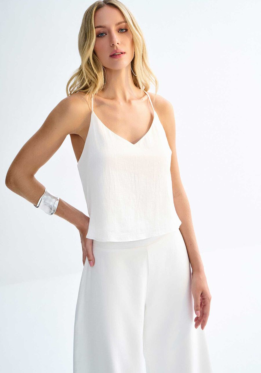 Blusa Alças em Algodão com Decote V 3207E