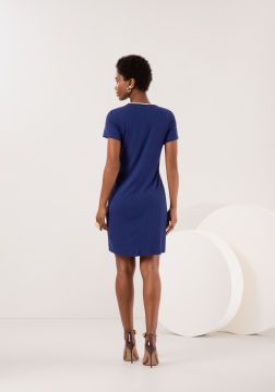 VESTIDO CANELADO MANGA CURTA LUNENDER  C1057