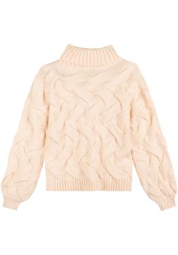 Blusão De Mangas Longas Com Gola Alta Em Tricô 7041E