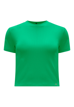 Blusa Cropped Canelada manga curta Lunender 