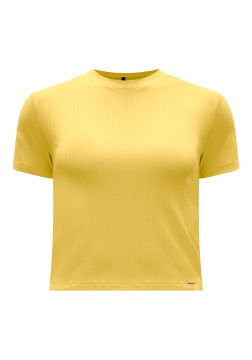 Blusa Cropped Canelada manga curta Lunender 
