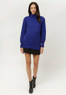 Blusão Amplo em Tricô Texturizado com Gola Alta 8650L