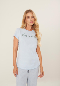 Blusa De Mangas Curtas Com Bordado Em Alto Relevo 7197E