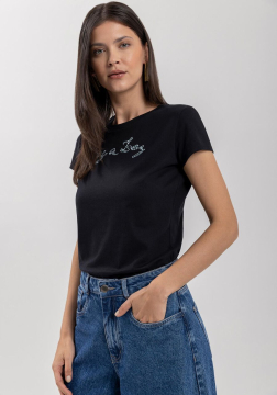 Blusa De Mangas Curtas Com Bordado Em Alto Relevo 7197E