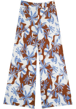 Calça Pantalona Estampada De Cintura Média Com Elástico Lez a Lez 5517E