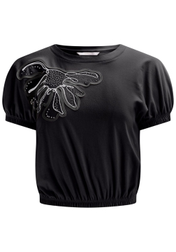 Blusa em Malha Prime com Bordado e Strass Lez a Lez 3170E