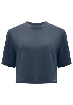 Blusa Curta Básica De Mangas Curtas em Moletinho 00396