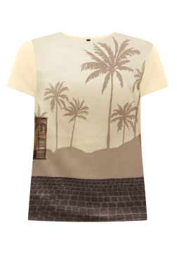 Blusa Manga Curta  Crepe na frente Lunender C8027