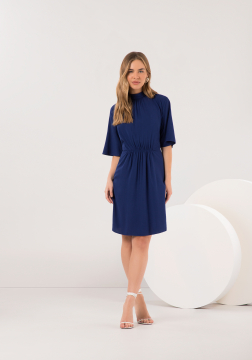 VESTIDO EM VISCOSE COM FRANZIDO NA CINTURA C0151