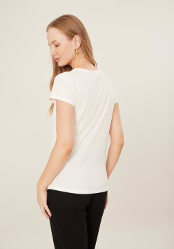 Blusa De Mangas Curtas Com Bordado Em Alto Relevo 7197E