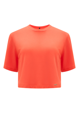 Blusa Curta Básica De Mangas Curtas em Moletinho 00396