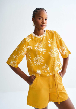 Blusa Estampada em Viscose com Lurex 3136E