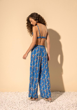 Cal&ccedil;a Pantalona Estampada De Cintura M&eacute;dia Com El&aacute;stico Lez a Lez 5517E