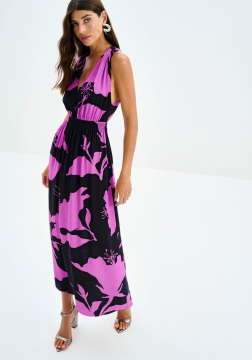 Vestido Midi Estampado com Recorte Costas Lez a Lez 6909L