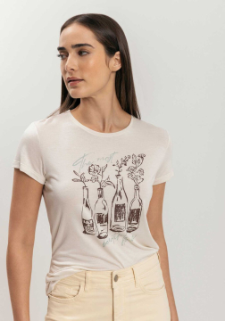 Blusa T-shirt Com Estampa Local Em Malha Modal 9142E