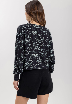 Blusa Estampada Com Mangas Amplas E Punhos Ajustados 7163E