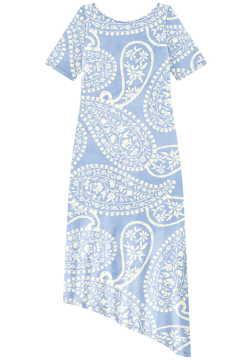 Vestido Canelado Manga Curta com Barra Assimétrica Lez a Lez 3568E