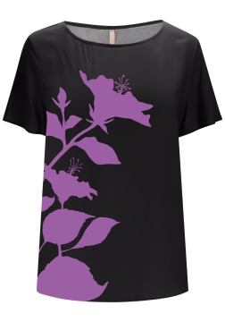 Blusa Manga Curta Com M&aacute;xi Flores Lez a Lez 7697L