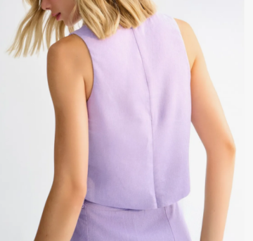 Blusa Cropped em Linho com Decote Quadrado  3108E