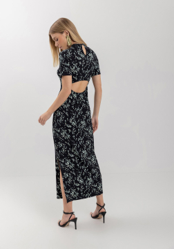 Vestido Estampado Midi Chá Em Moletom De Viscose E Elastano 7279E